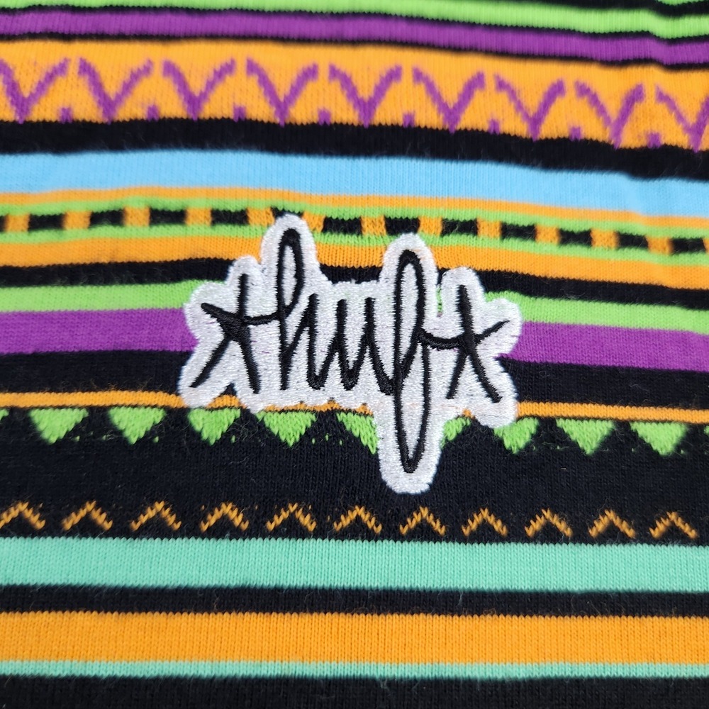 HUF Multicolor Striped T-Shirt Men L Embroidered Logo - Picture 3 of 7